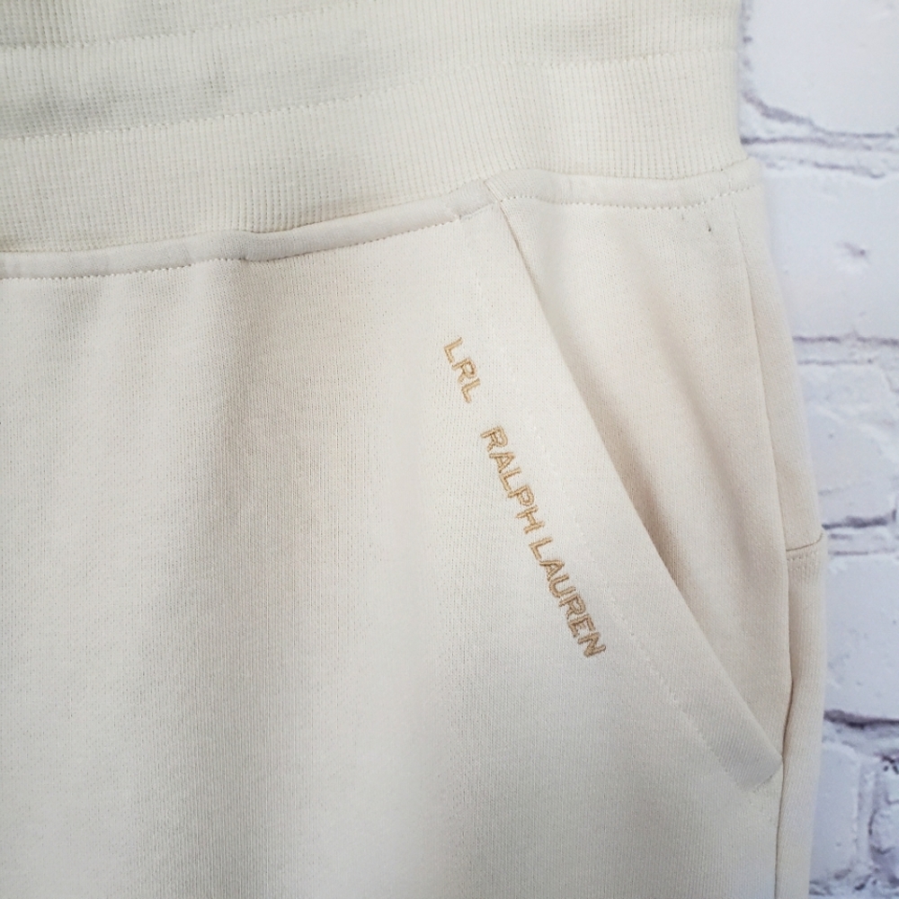 LAUREN RALPH LAUREN Classic French Terry Cream Jogger Pant--L - Picture 4 of 16